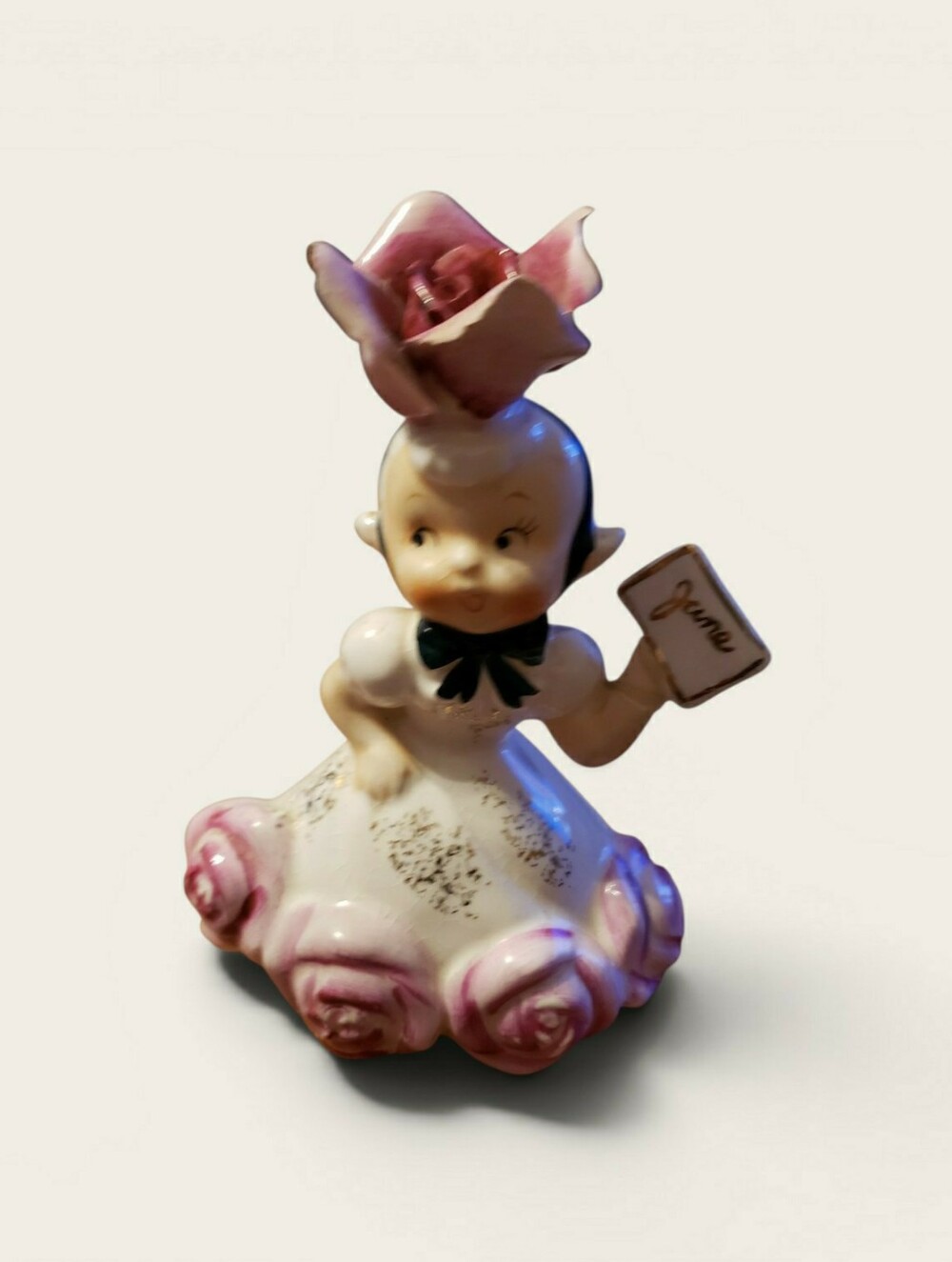 1956 Napco June Flower Girl Figurine 1C1931 - Repaired Hand - Japan Kitsch